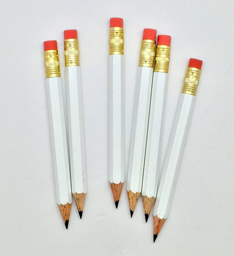 Express Pencils Half Pencils with Eraser - Golf, Pew, Short, Mini, Small, Non Toxic - Hexagonal, Sharpened, #2 Pencil, Color - White, Pkg of 36 Pocket Pencilsâ„¢ - Image 5